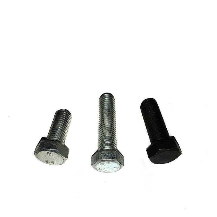 Boulon à tête hexagonale galvanisé noir en acier au carbone DIN933 DIN931 Gr4.8 Gr8.8 Gr10.9