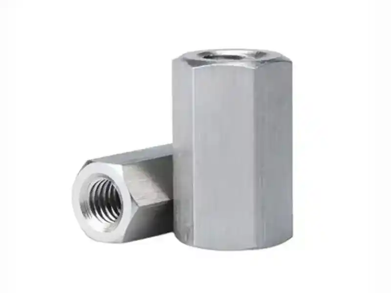 Écrou de couplage hexagonal long, écrou de connexion de tige filetée en acier au carbone ordinaire